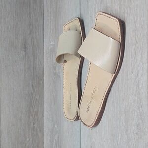 Mari Giudicelli Women Beige Leather Slide Sandals Flats Shoes Sz 36/6